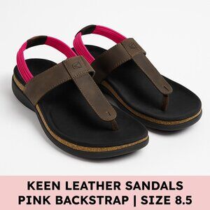 KEEN Leather Backstrap Sandals Brown Pink Cork Sole Outdoor Comfort 8.5